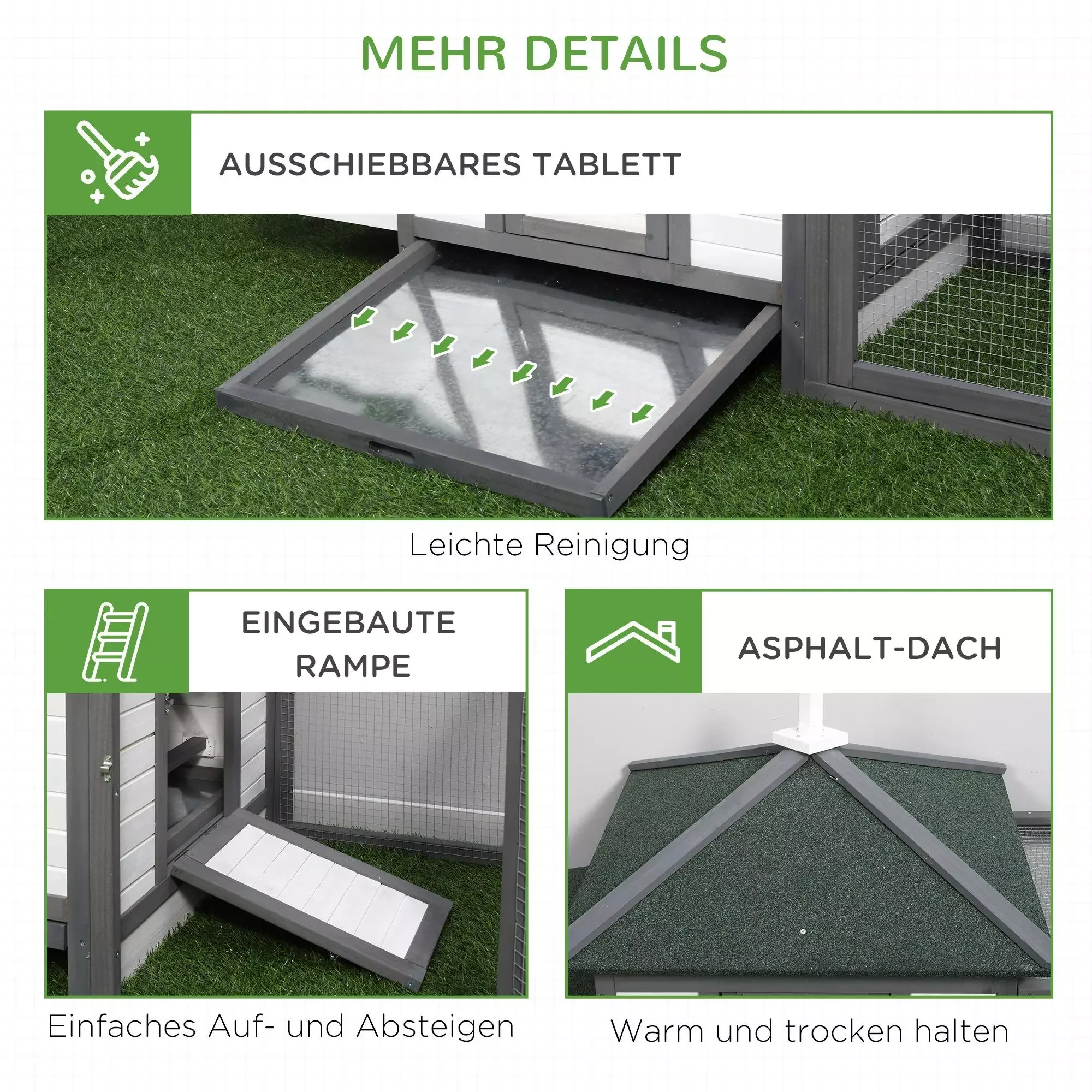PawHut Hühnerstall Zwerghühnerstall BxTxH 196x76x97 cm wetterfest