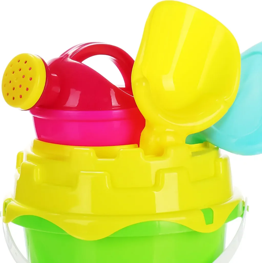 COM-FOUR® 7-teiliges Strandspielzeug Set Kinder Eimer Schippe Formen
