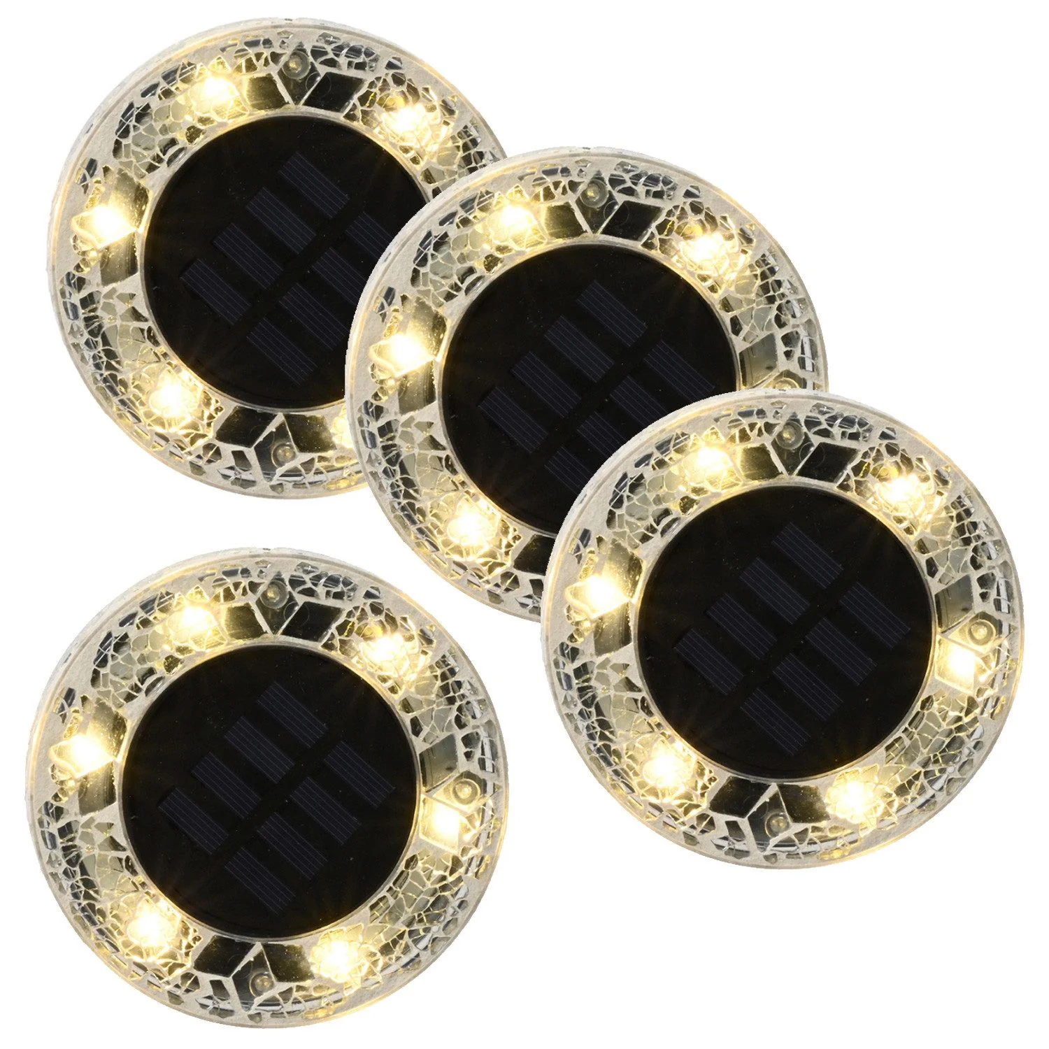 MARELIDA LED Solar Wegleuchte Bodenleuchte Mosaikoptik Garten 4er Set