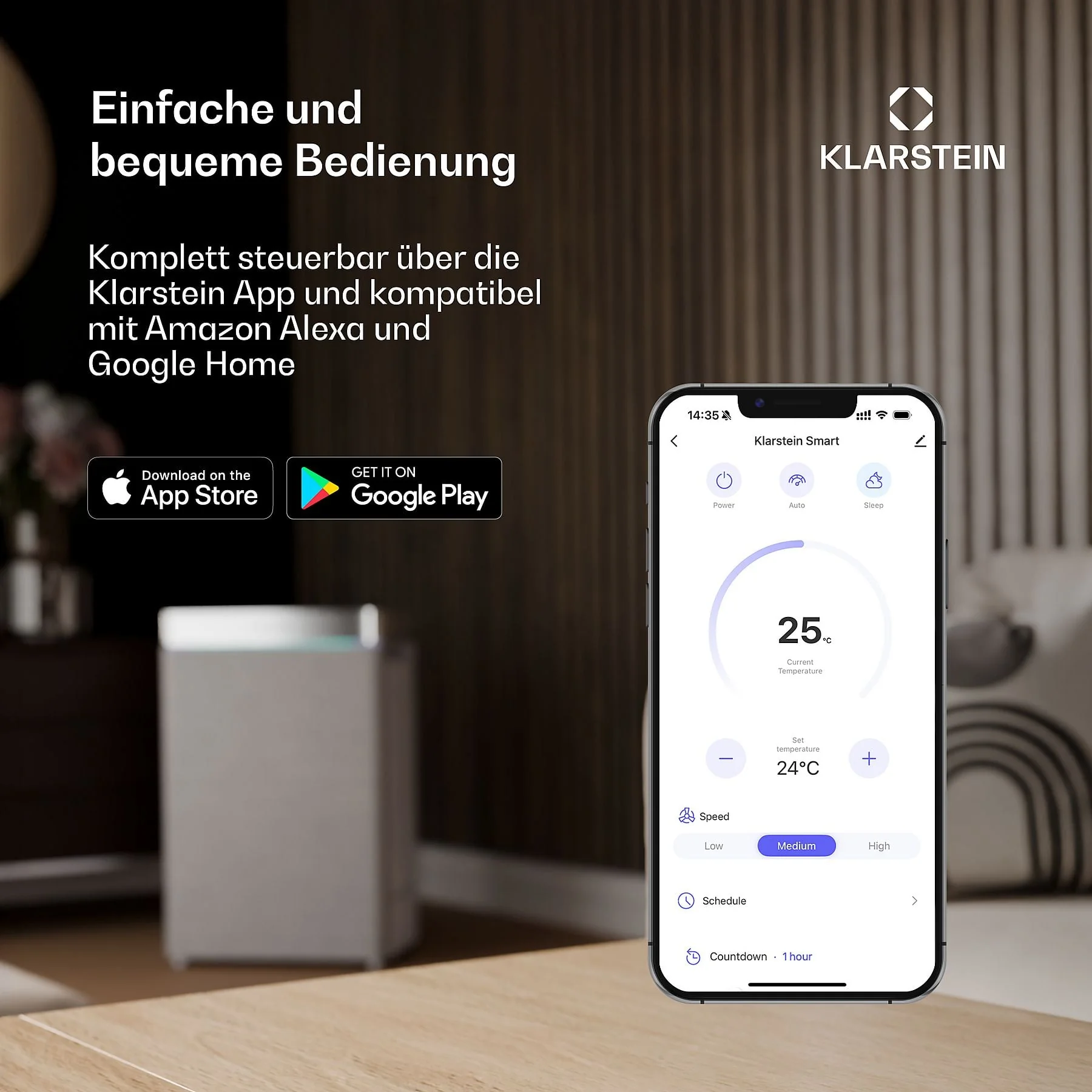 Klarstein Pure Blizzard Smart Klimaanlage mobil App schwarz 44 qm A