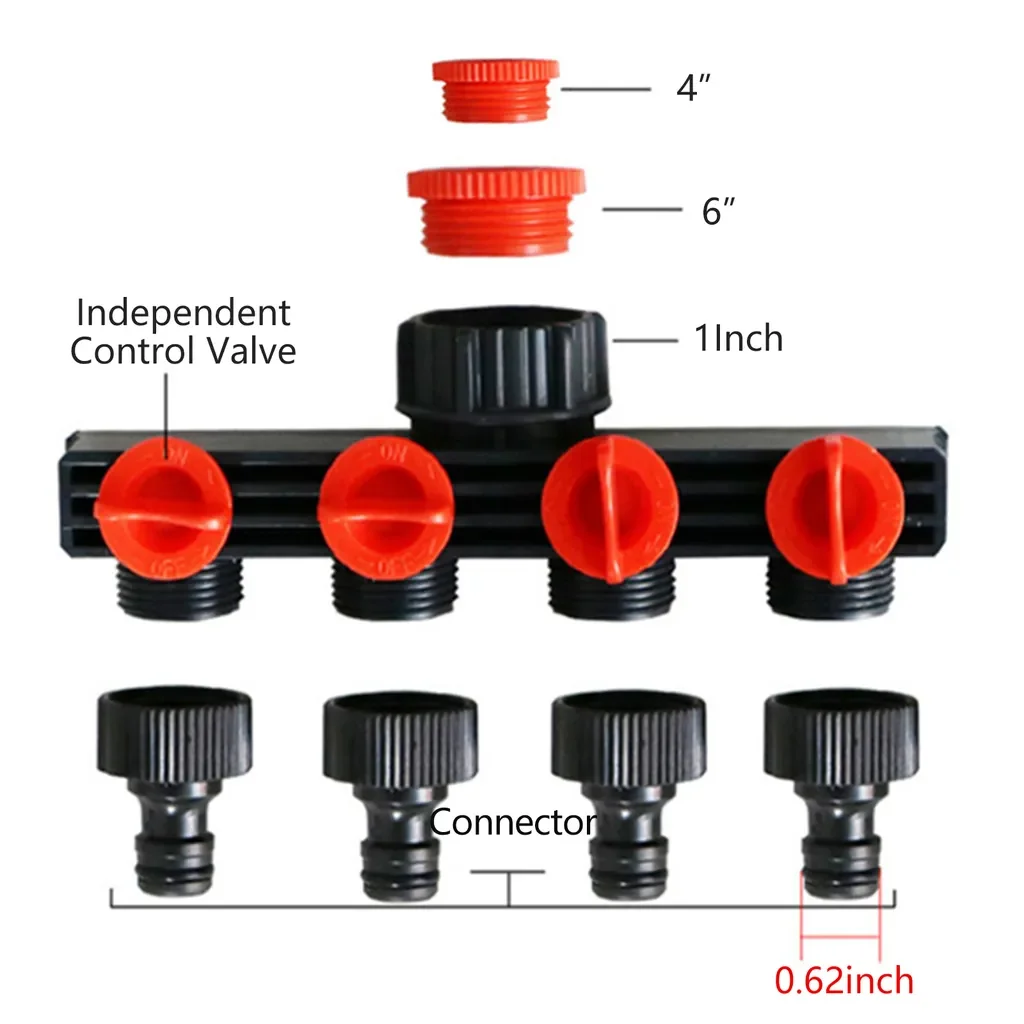 4-Wege Gartenschlauchverteiler fuer Aussenwasserhahn Sprinkler