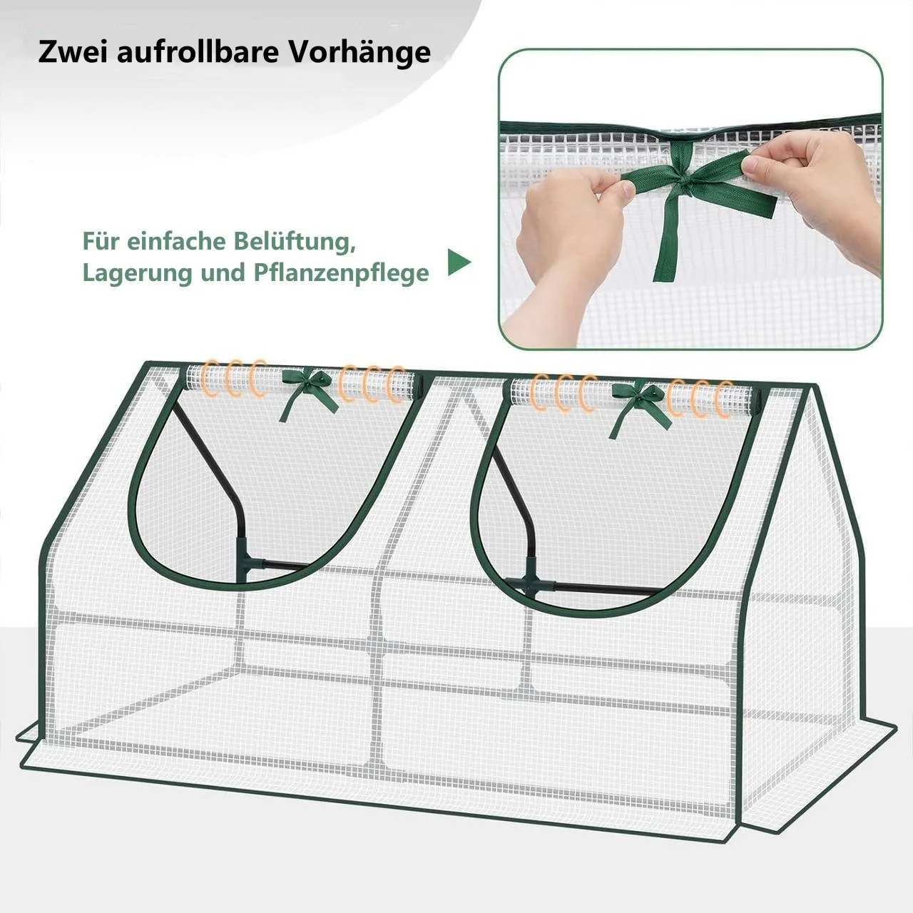 WOLTU Foliengewächshaus 120x60x60 cm mit aufrollbaren Fenstern