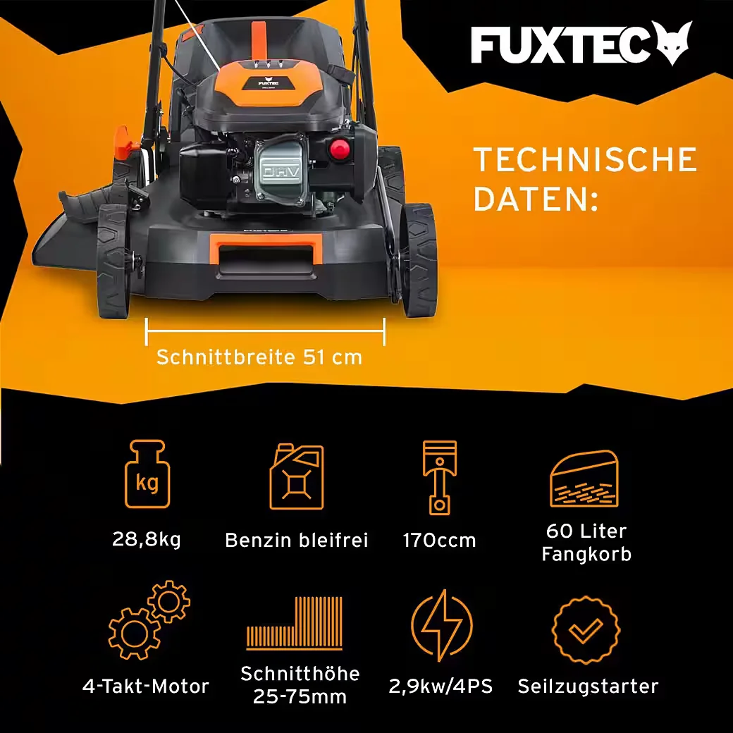 Benzinrasenmäher FX-RM5170PRO für Rasenpflege im Garten