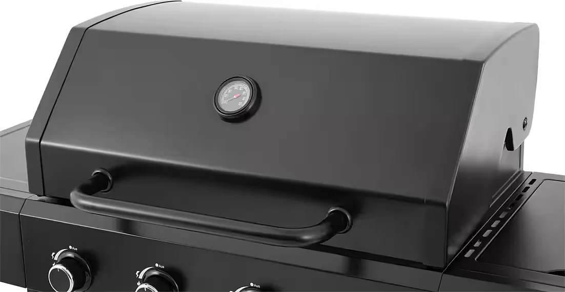 Rockford Black Gasgrill 4 Brenner mit Seitenbrenner 14500 W BBQ