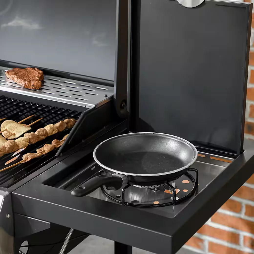 Gasgrill mit Seitenbrenner Thermometer Grillrost Flaschenöffner BBQ