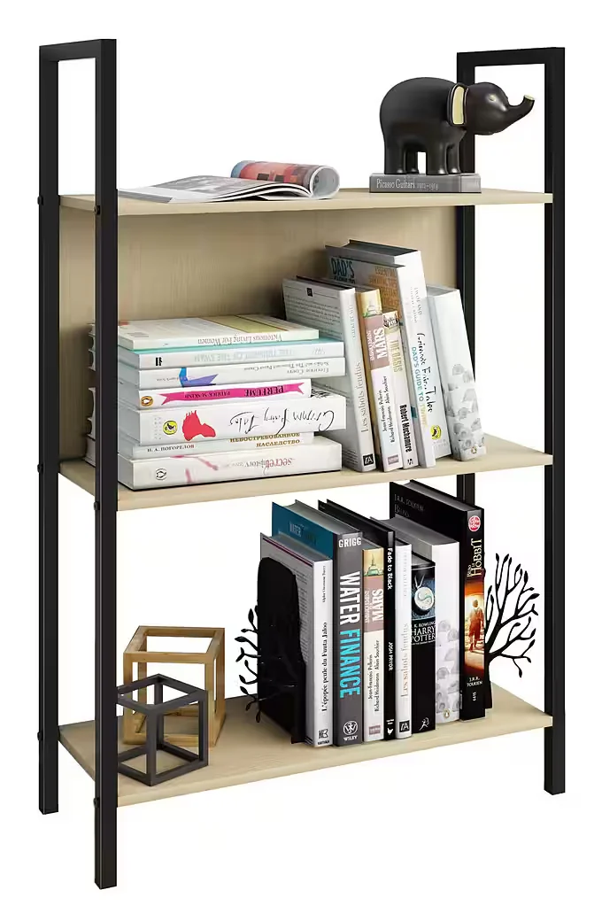VCM Flakos Standregal Holz Metall Büro Bücherregal 3 Fächer