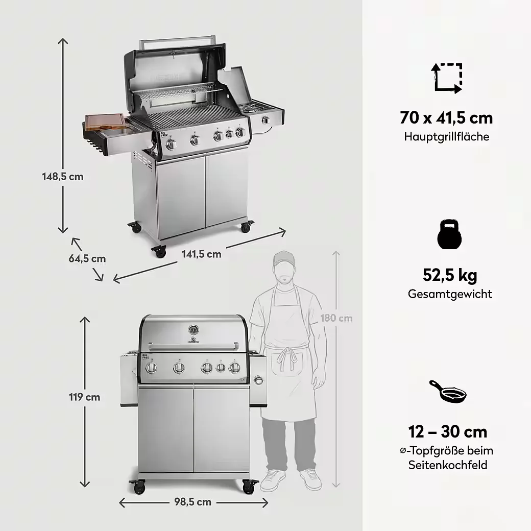 Gasgrill 4 Brenner 21200 W Infrarot Keramikbrenner BBQ Outdoor