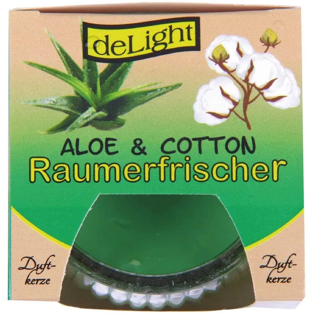 Duftkerze Raumerfrischer im Glas, lange Brenndauer, Aloe Baumwolle