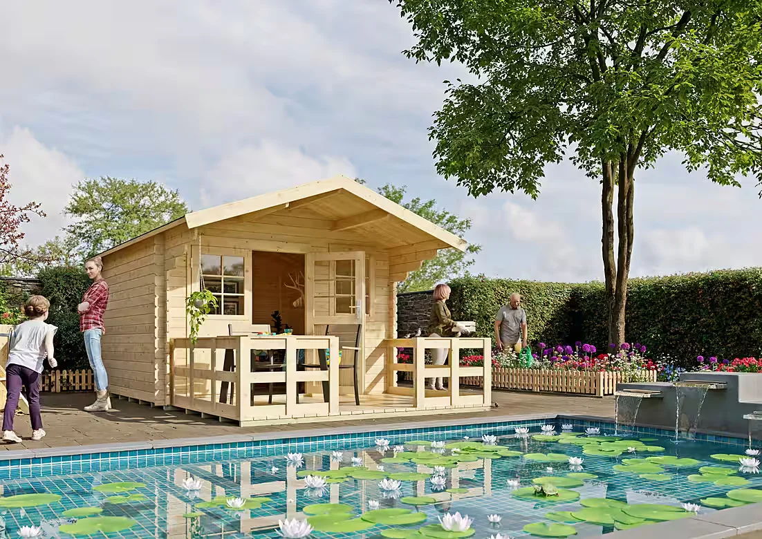 Gartenhaus Kallenberg 2 aus naturbelassenem Fichtenholz Gerätehaus