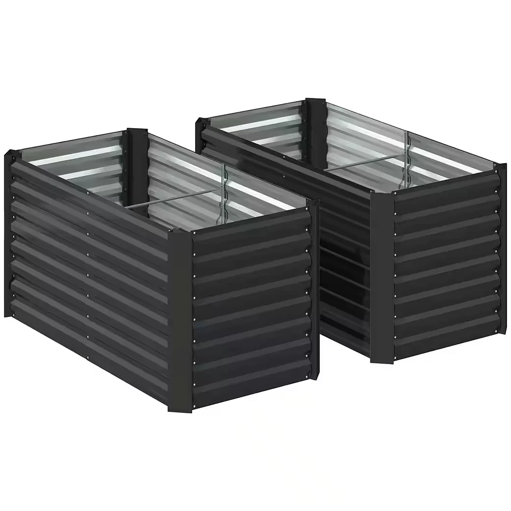 Hochbeet 2er Set Pflanzkasten extra tief Metall 120x60x60 cm Garten