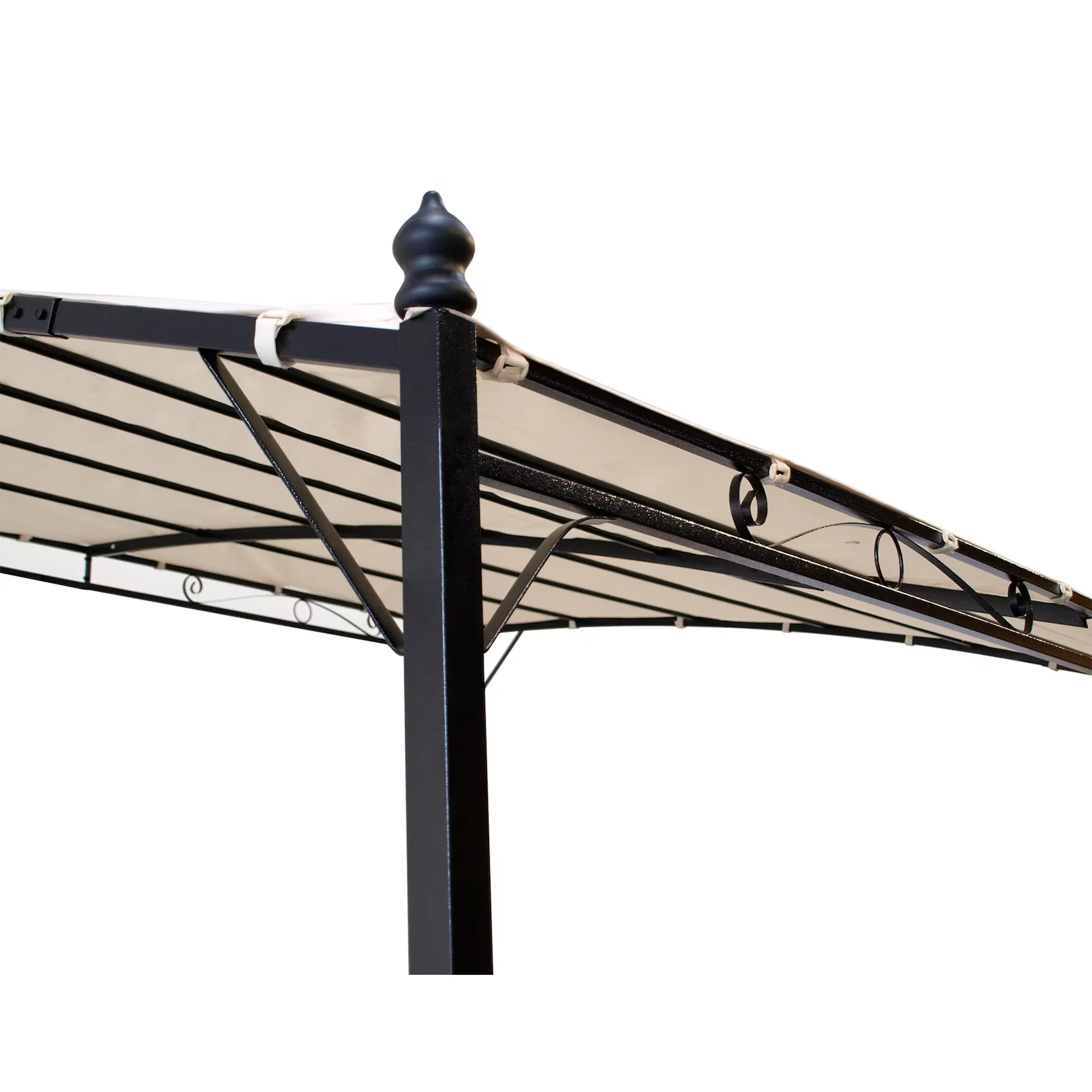 DEGAMO Anbaupavillon MANTOVA 3x2,5 Meter, Stahl dunkel, Plane PVC-beschichtet écru