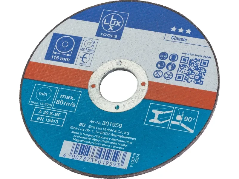 LUX-TOOLS Gewebe Trennscheibe Metall 115 mm x 3 mm für Winkelschleifer