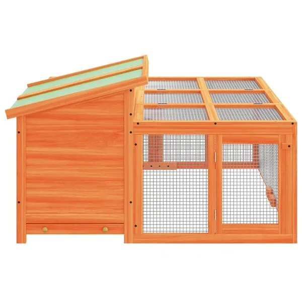 vidaXL Kaninchenstall Braun 144x123x67 cm Massivholz Kiefer Garten