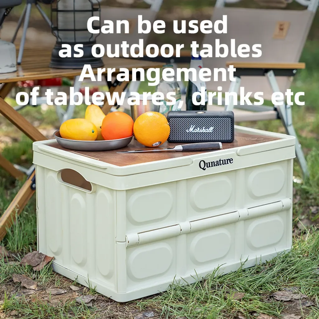 Qunature Campingbox 55L faltbar mit Deckel Aufbewahrungsbox Tragegriff