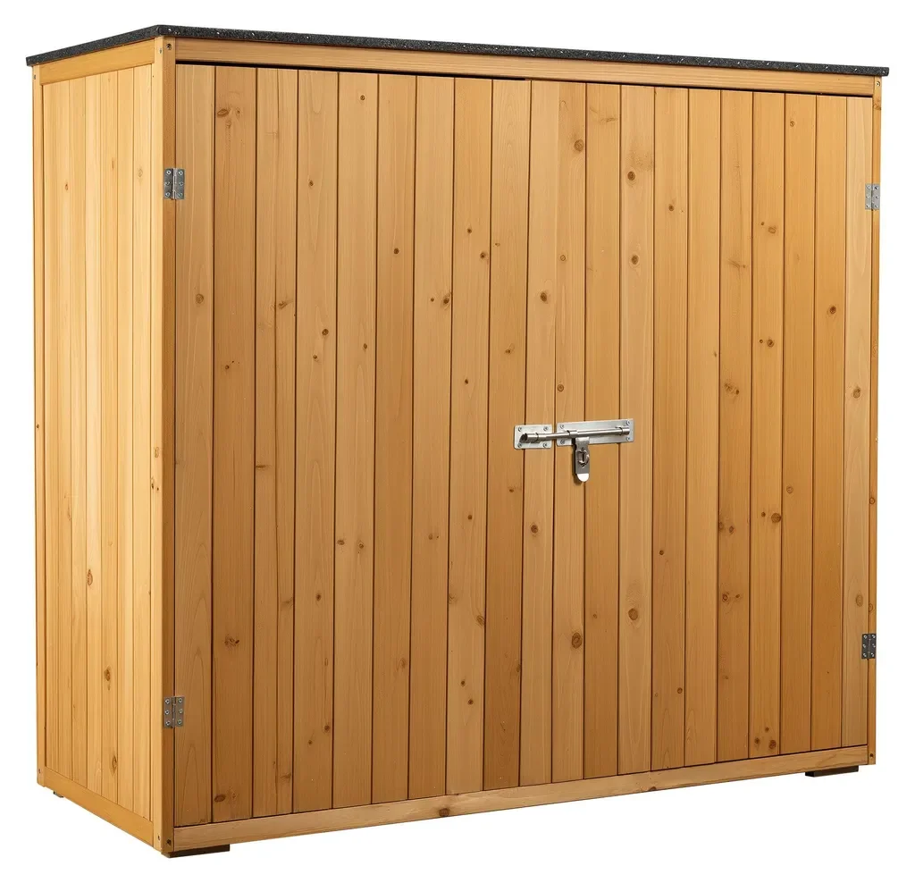 Wiltec Gartenhaus Holz Naturfarbe Doppeltür 136 x 58 x 127 cm Schuppen