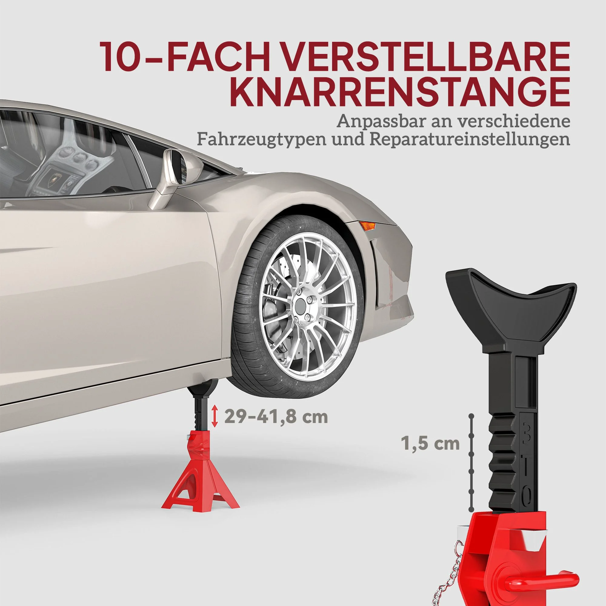 HOMCOM Unterstellbock 10fach höhenverstellbar mit Sicherungssplint