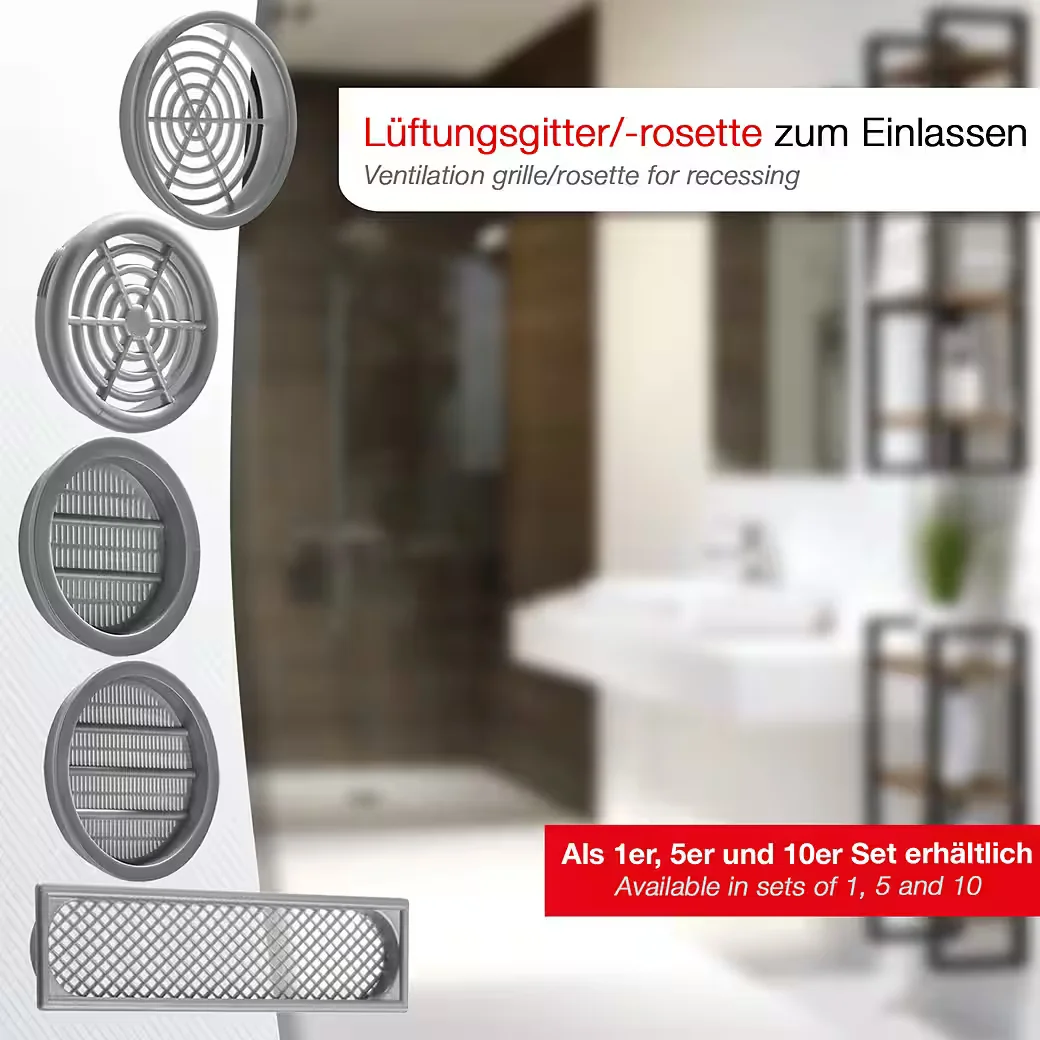 SO-TECH® Lüftungsgitter Einbau 60 mm Abdeckrand geschlitzt innen außen