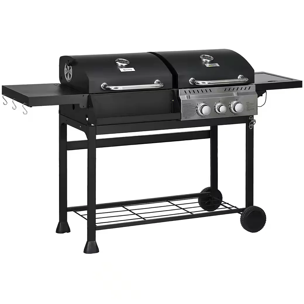 Gasgrill Grillwagen 2 plus 1 Brenner Thermometer 3kW BBQ Grill Outdoor