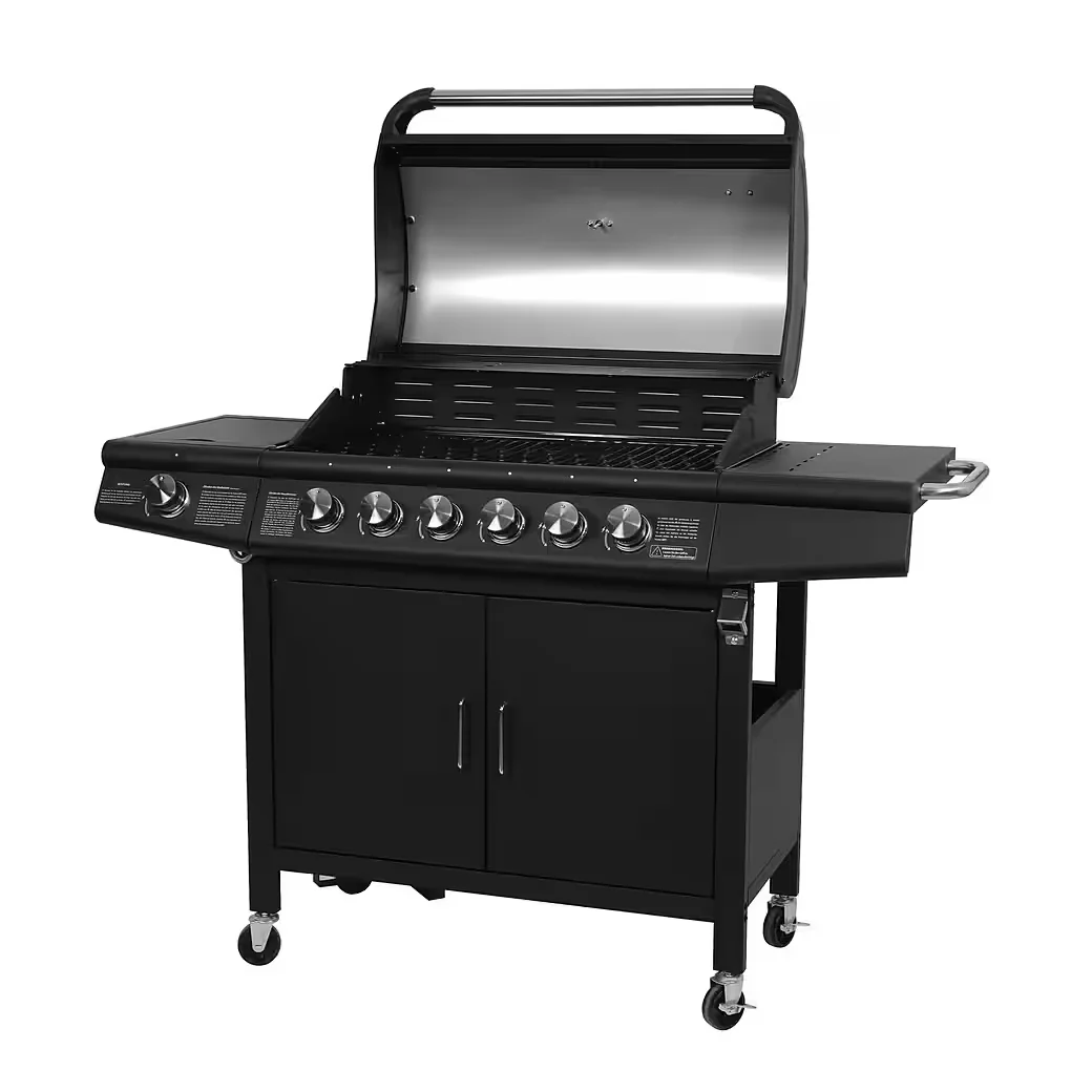 Gasgrill RED 6 plus 1 Piezozündung Grillspießauflage mit Fettwanne BBQ