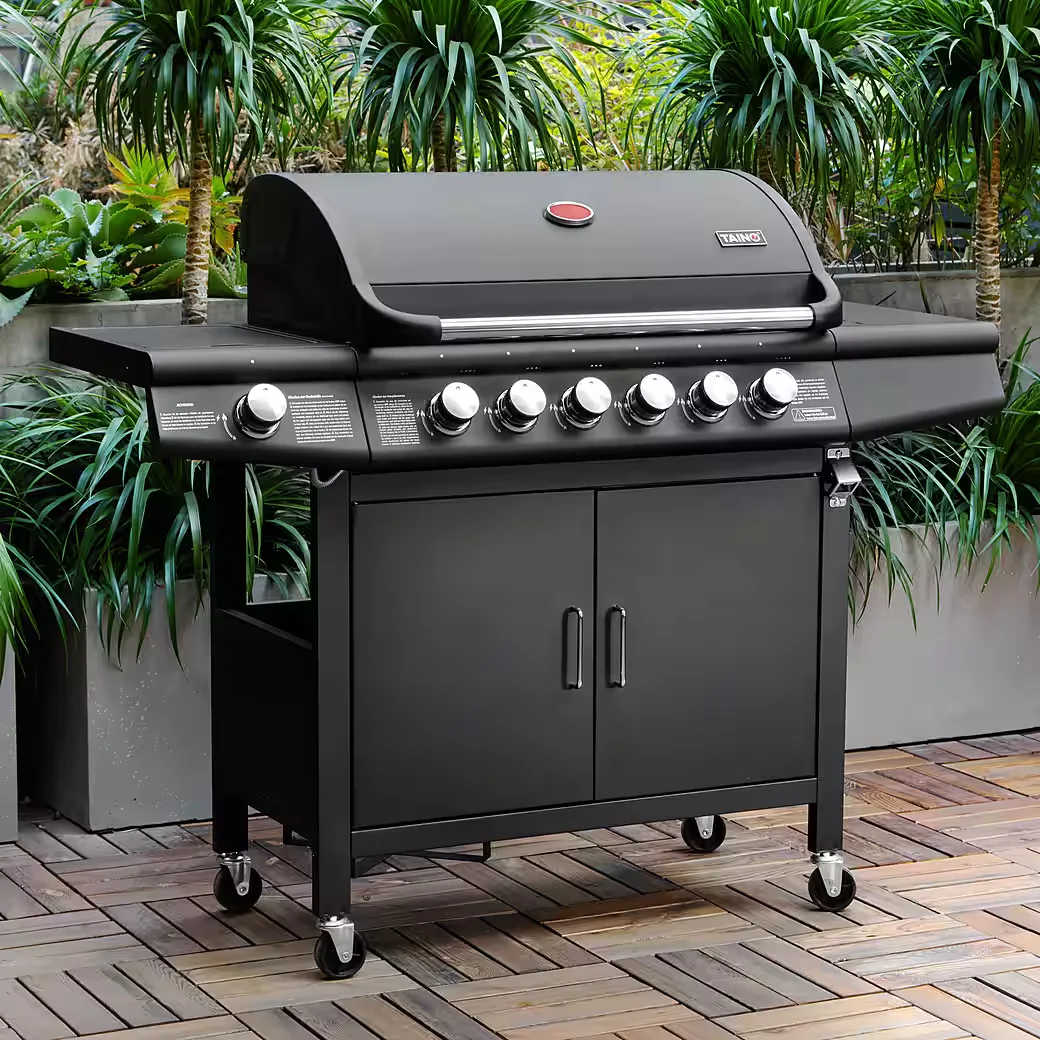 Gasgrill RED 6 plus 1 Piezozündung Grillspießauflage mit Fettwanne BBQ