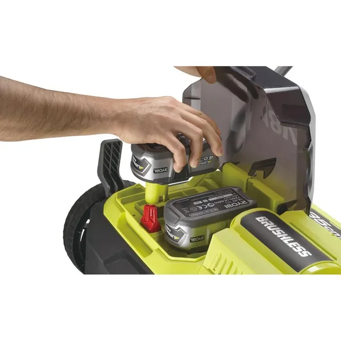 Ryobi Vertikutierer RY18SFX35A-240 ONE+, Akku, 2x18V / 4Ah, mit 2 Akkus, Ladegerät, Fangkorb 55 Liter