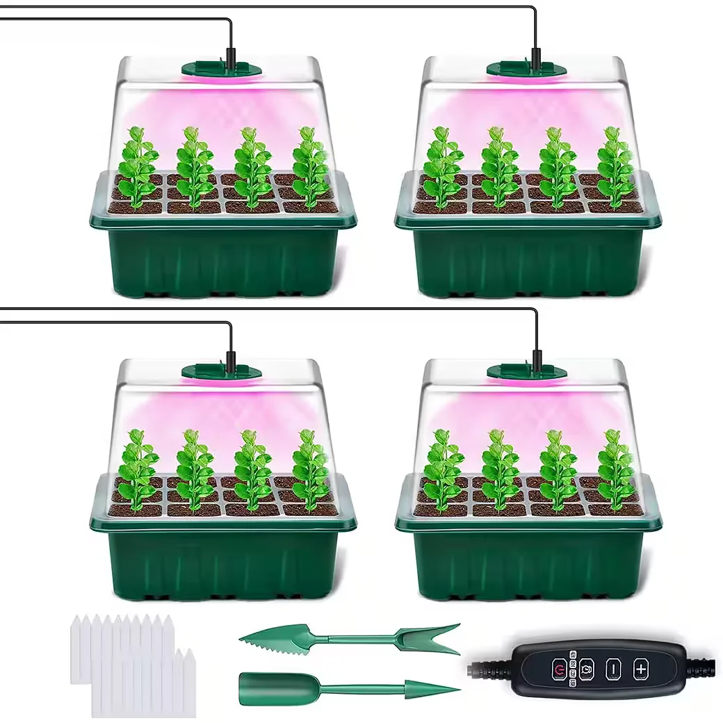 MUPOO Anzuchtschale mit dimmbarem LED Wachstumslicht 4 5 6 Pack