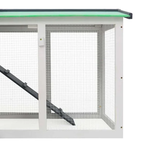 vidaXL Großer Kaninchenstall Grau und Weiß 145x45x84 cm Holz Garten
