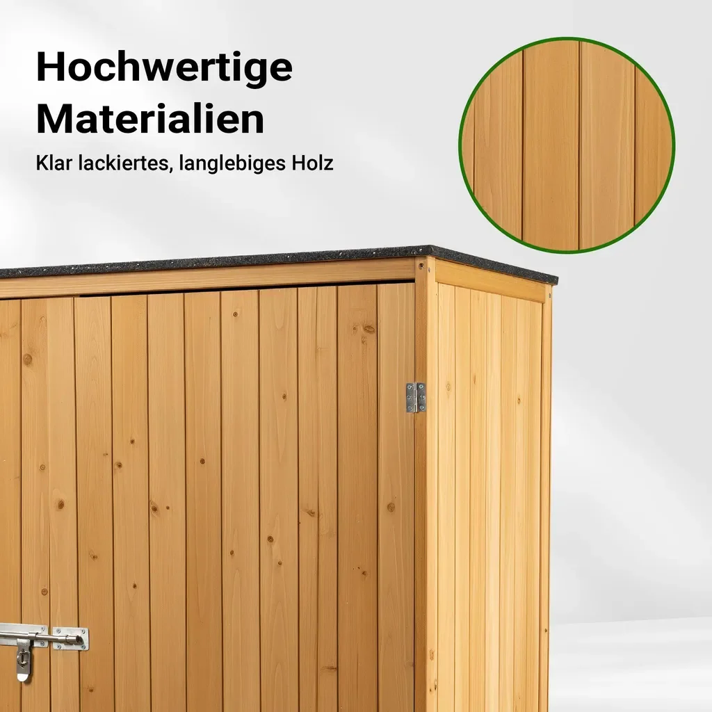 Wiltec Gartenhaus Holz Naturfarbe Doppeltür 136 x 58 x 127 cm Schuppen
