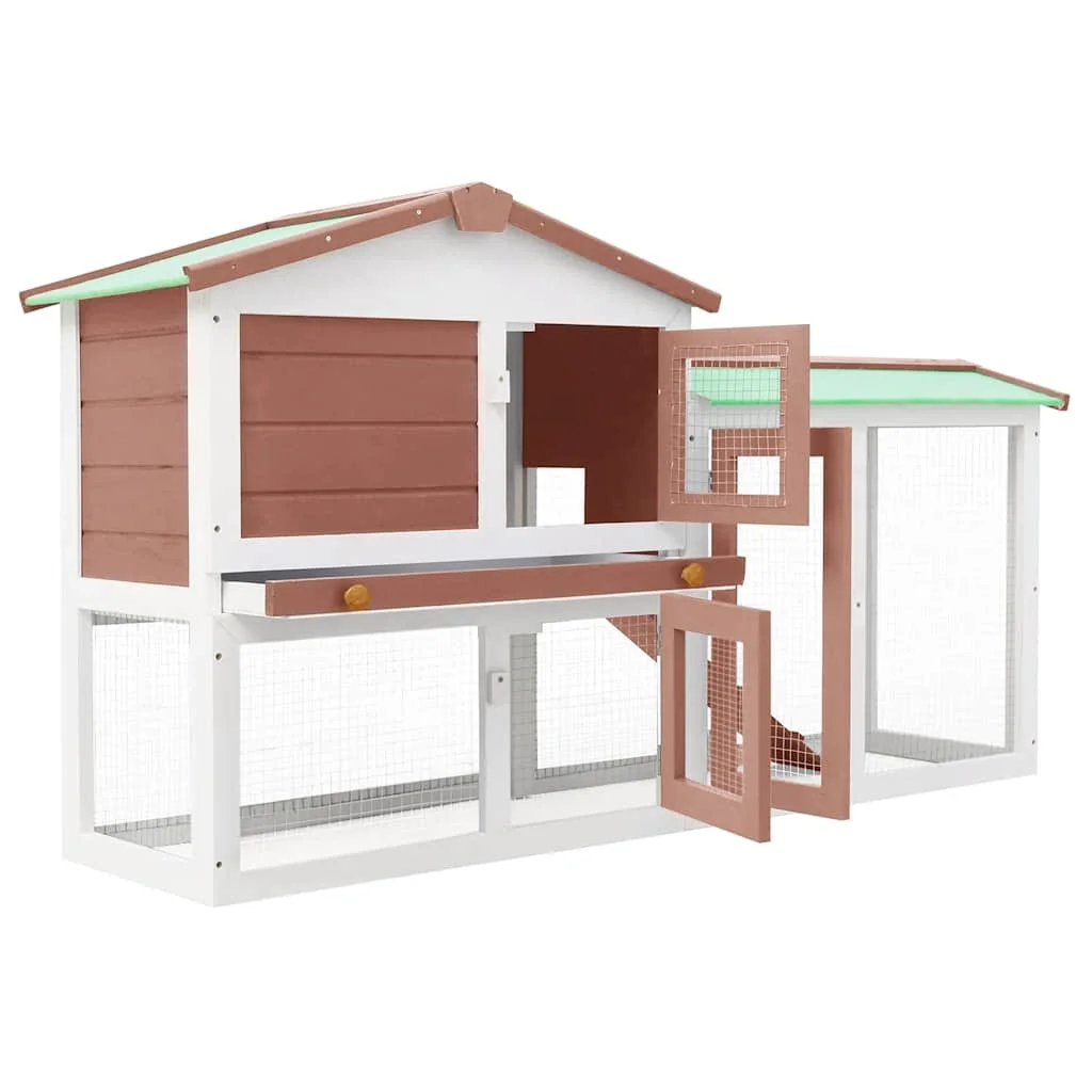 vidaXL Großer Kaninchenstall Braun und Weiß 145x45x84 cm Holz Garten