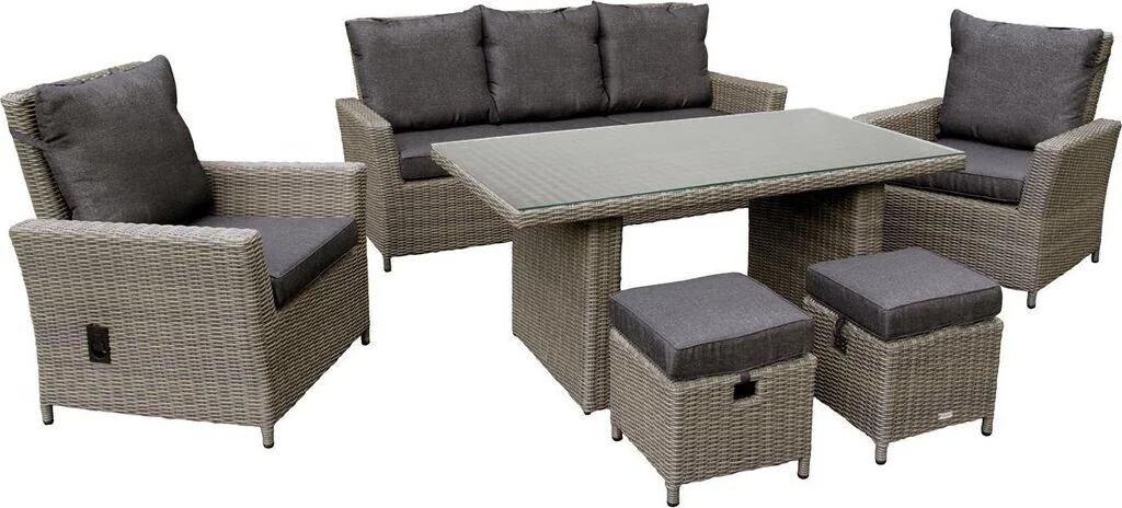 Dininglounge Set Asti braun Polyrattan 7 Personen bellavista Outdoor