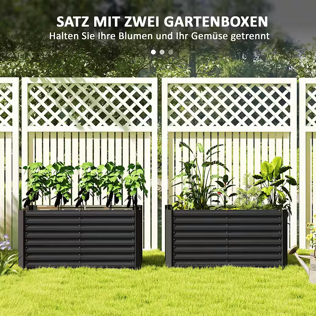 Hochbeet 2er Set Pflanzkasten extra tief Metall 120x60x60 cm Garten
