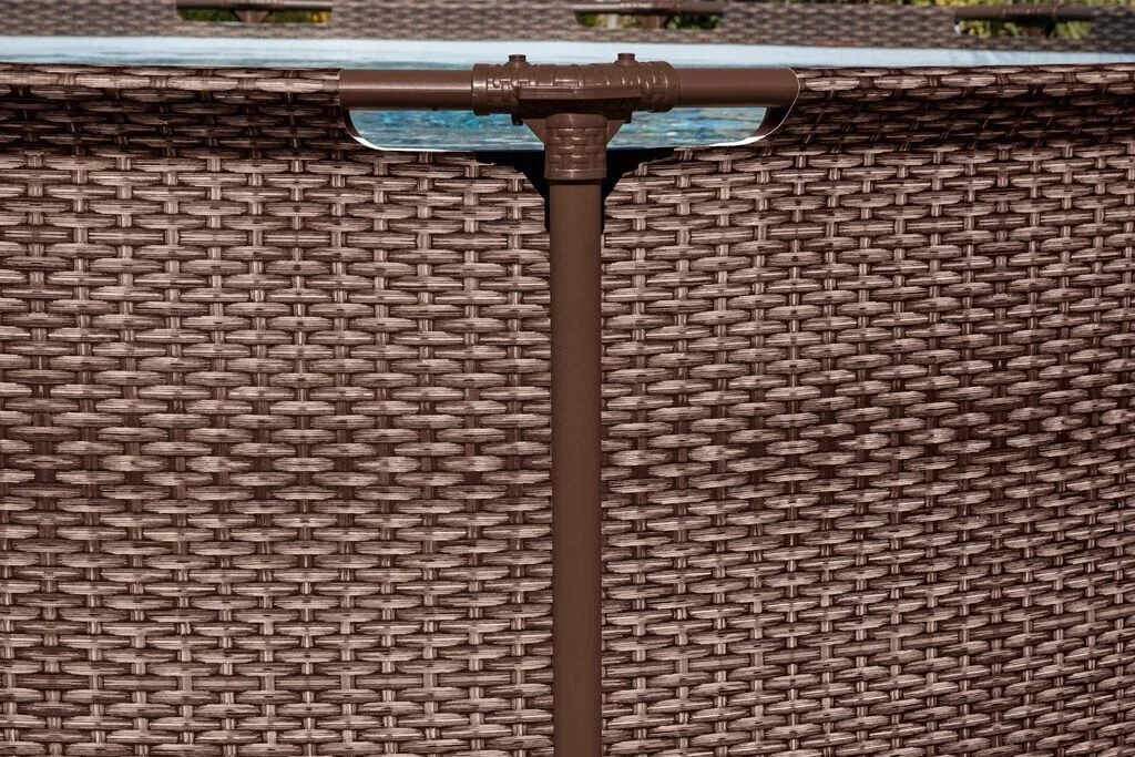 Bestway Steel Pro MAX™ Frame Pool Set mit Filterpumpe Ø 366 x 100 cm, Rattan-Optik (Schokobraun),