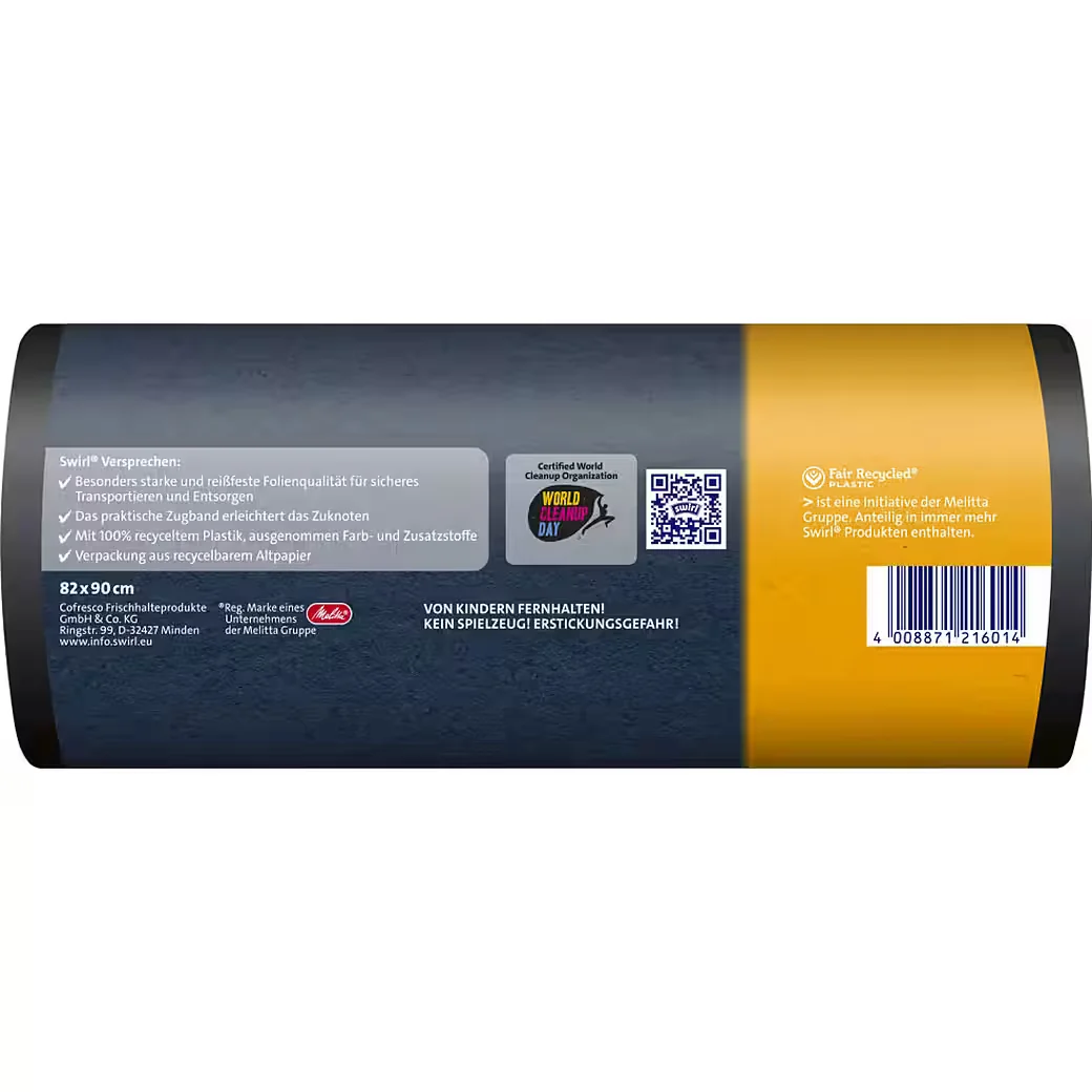 SWIRL Schwerlast Müllbeutel Profi mit Zugband 120L extra stark