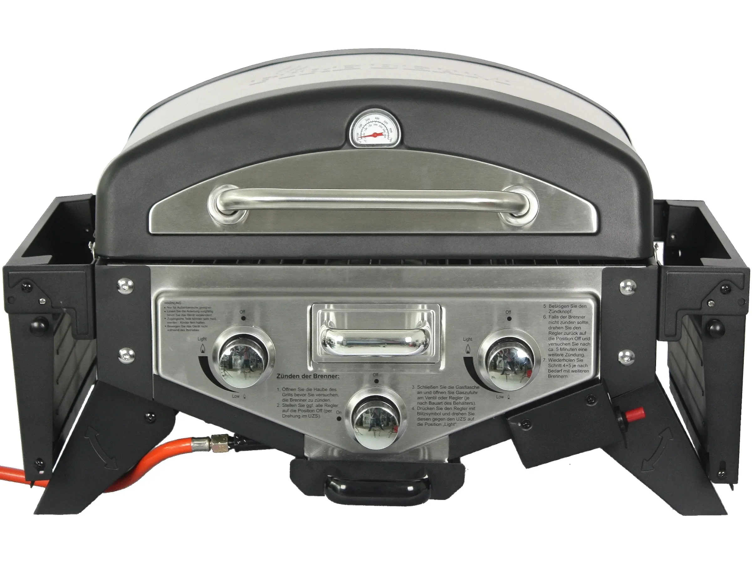 El Fuego Tischgasgrill Smoker Medison 2 Brenner Silber BBQ Outdoor