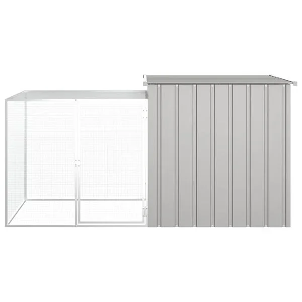 vidaXL Hühnerkäfig Grau 200x91x100 cm Verzinkter Stahl Außengehege
