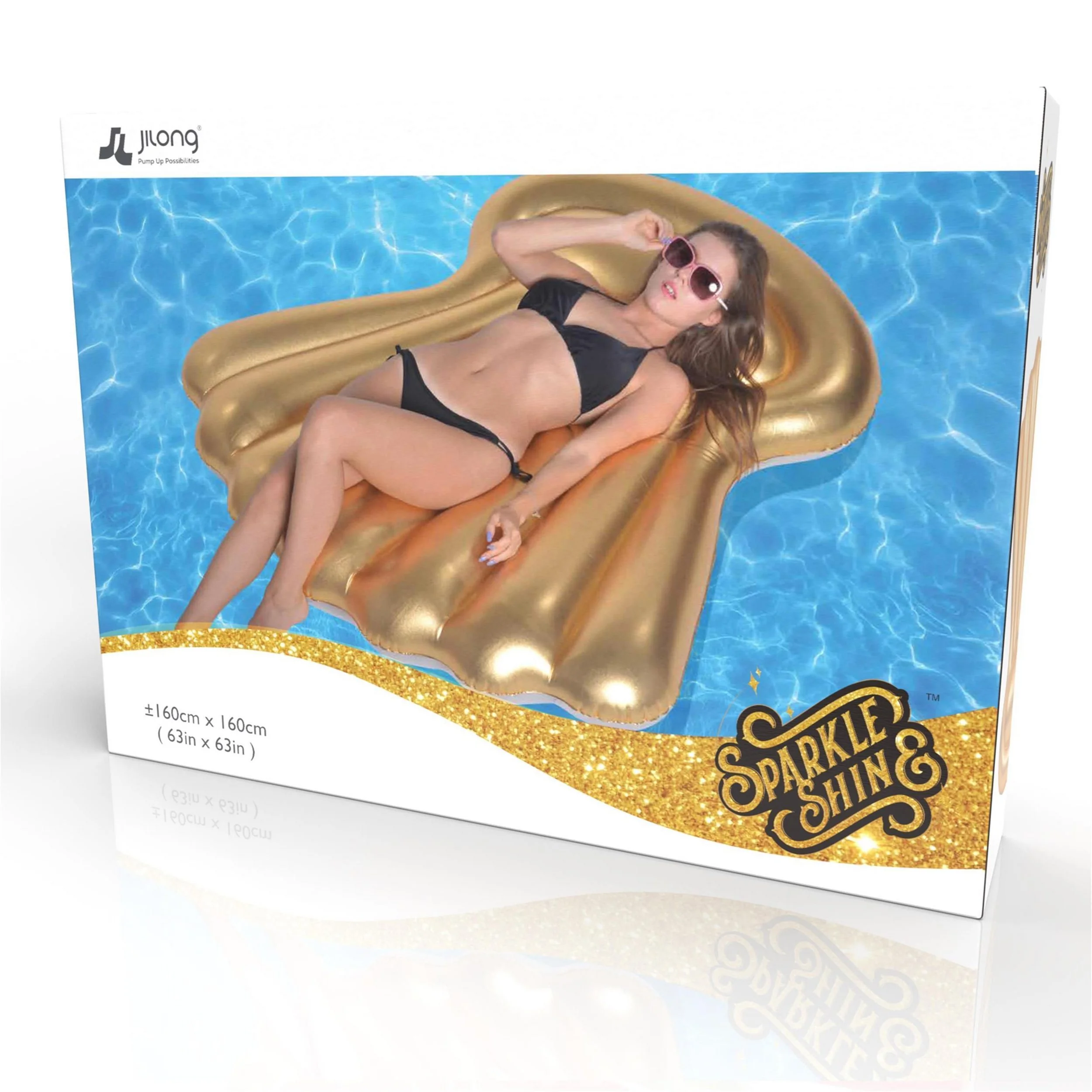 SUNCLUB Badeinsel Goldmuschel aufblasbar 160x160 2 Luftkammern