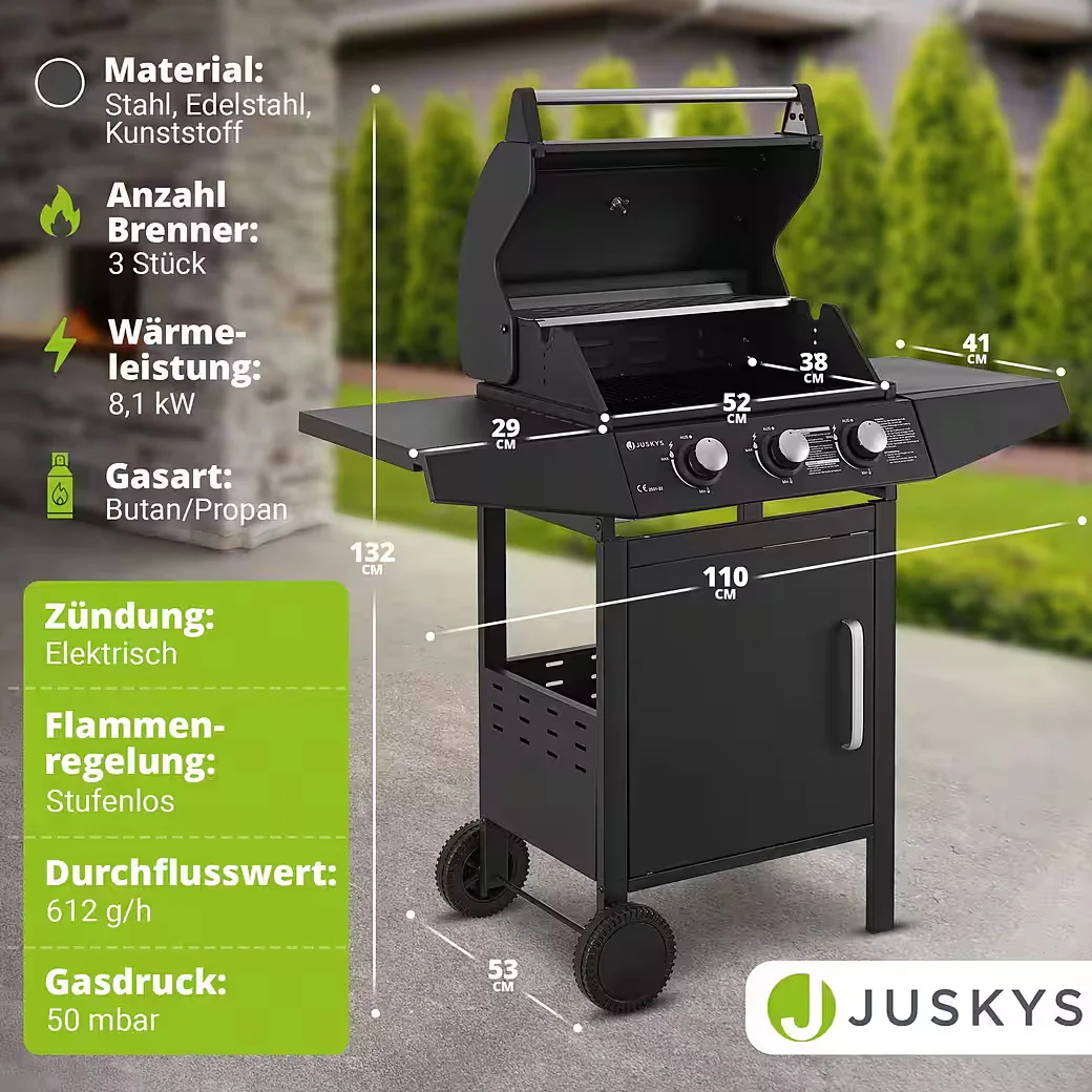 JUSKYS Gasgrill Louisiana BBQ Grillwagen Outdoor