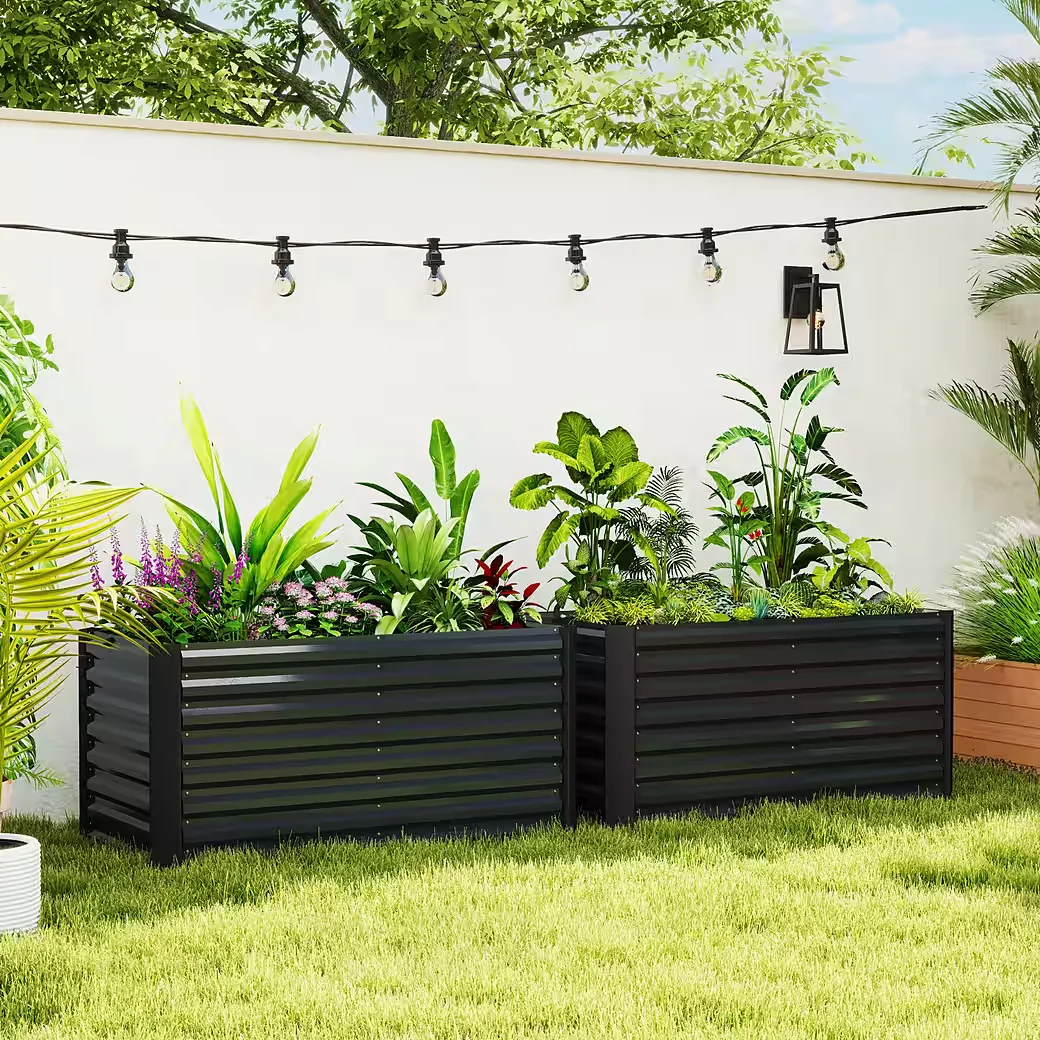 Hochbeet 2er Set Pflanzkasten extra tief Metall 120x60x60 cm Garten