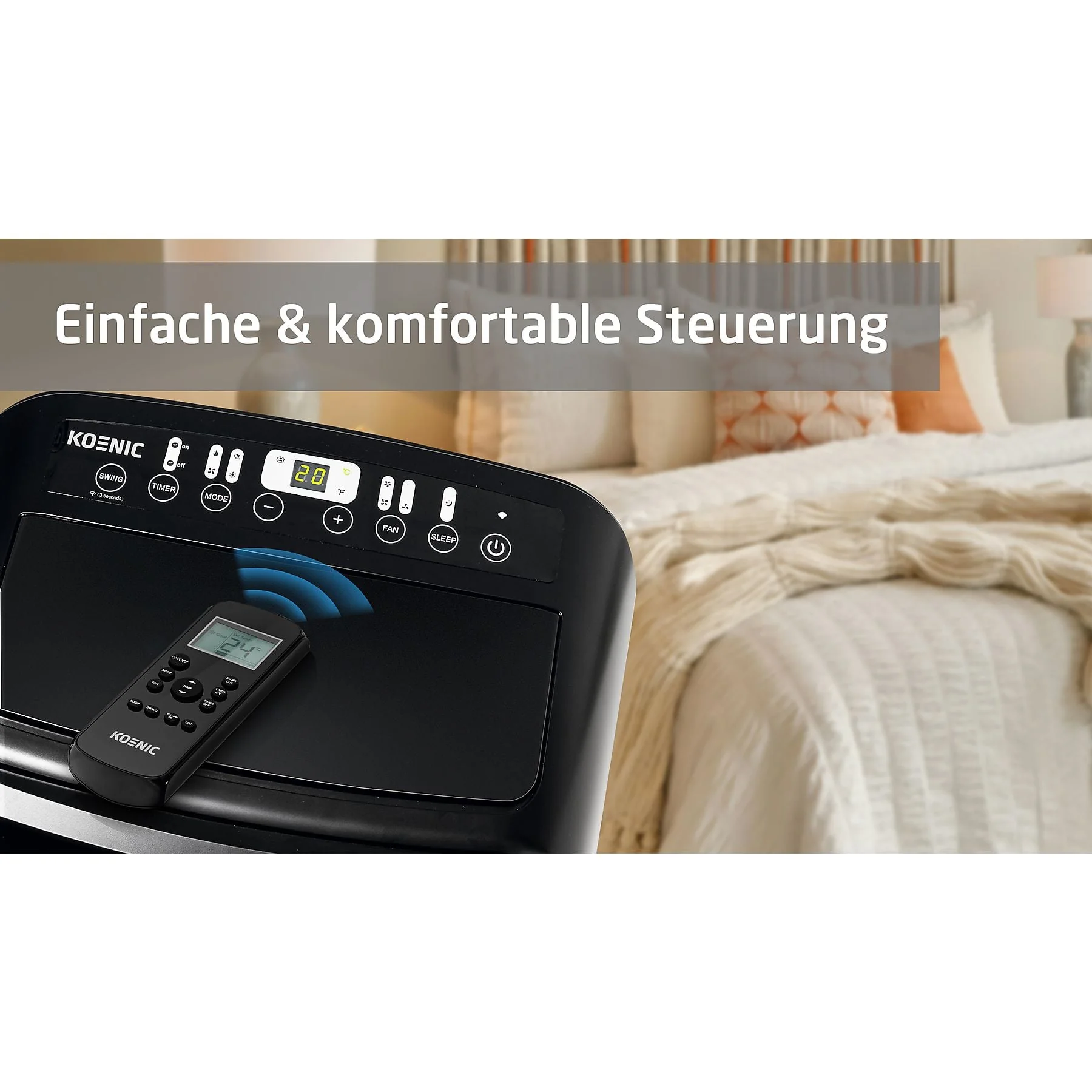 KOENIC KAC 9022 B WLAN mobiles Klimagerät 80 m3 Schwarz
