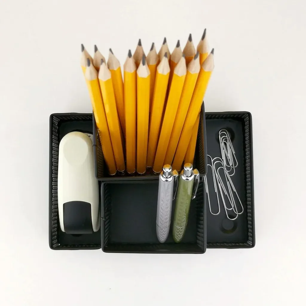 Stiftehalter Schreibtisch Büro Organizer Metall Zettelhalter Schwarz