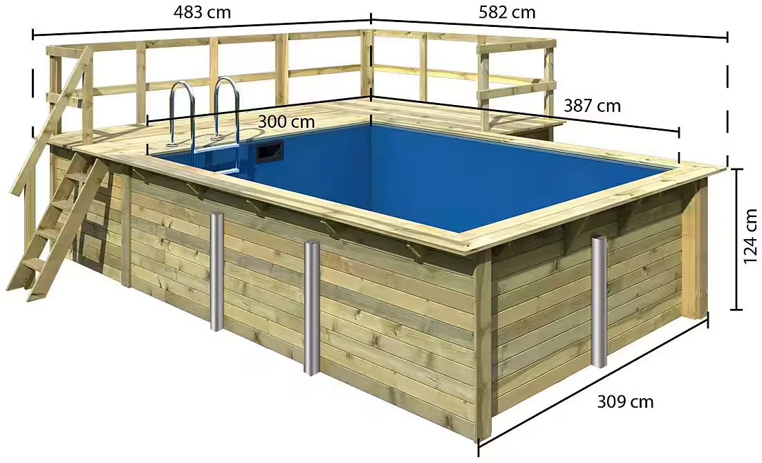 Rechteckpool Holzpool Roma B Gartenpool Swimmingpool