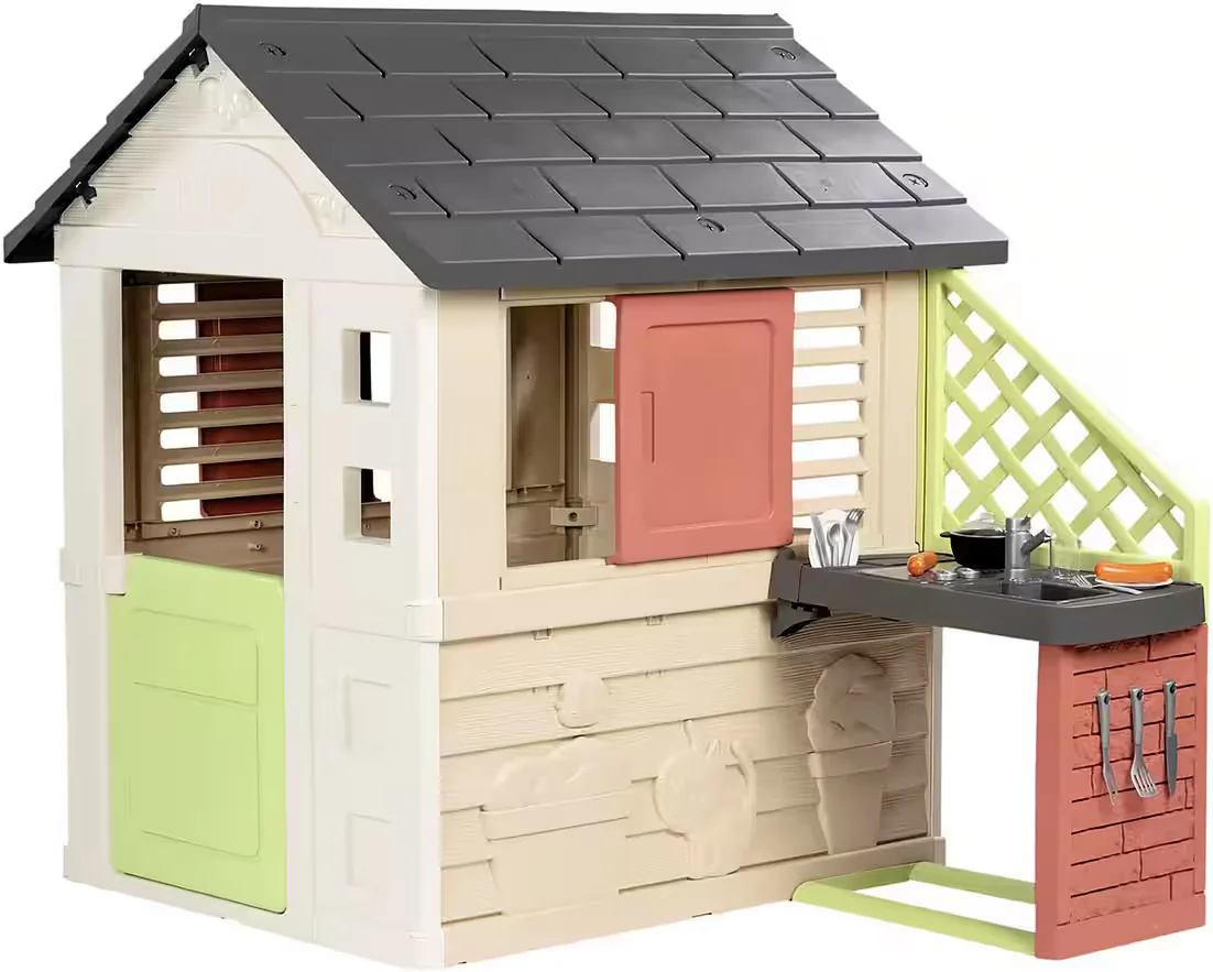 Spielhaus Smoby Life Natur mit Küche für Kinder im Garten