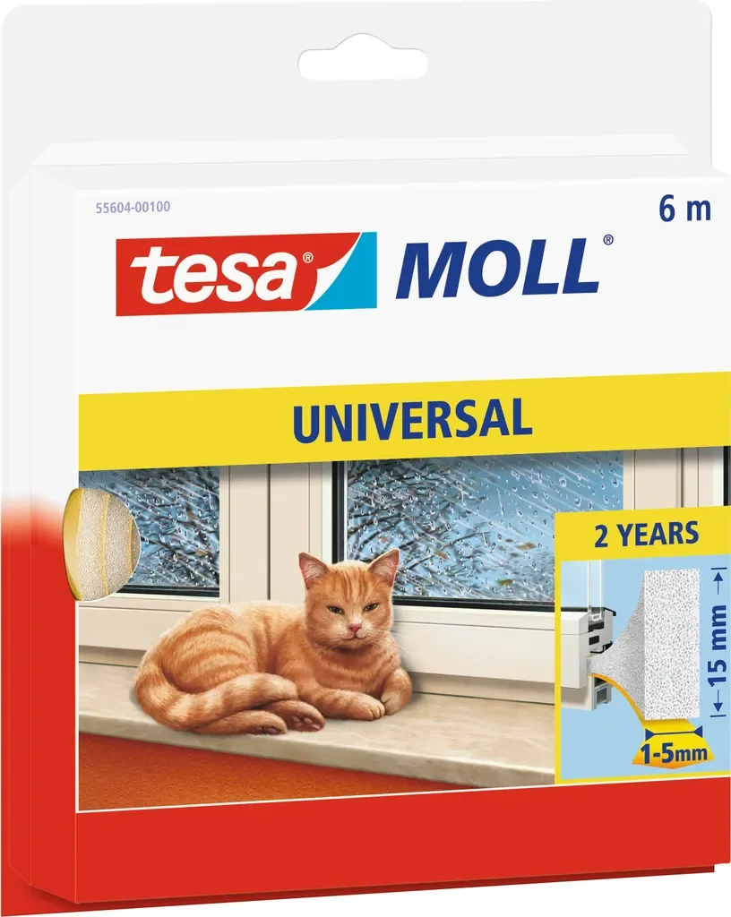 tesamoll Fensterdichtung Schaumstoff weiß 1x6 m Profil 15x6 mm