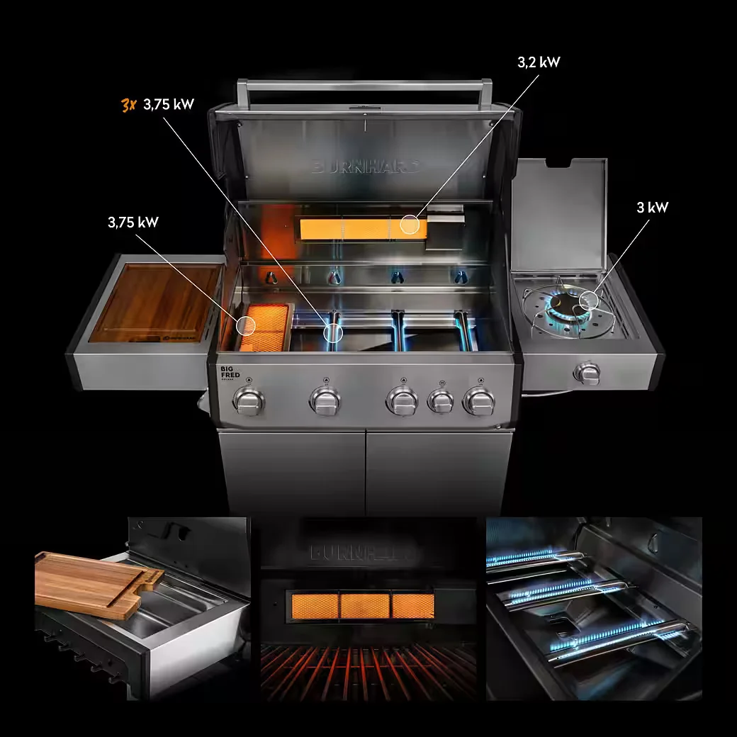 Gasgrill 4 Brenner 21200 W Infrarot Keramikbrenner BBQ Outdoor