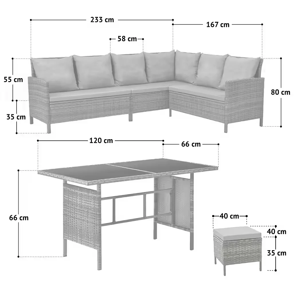 Gartenlounge Set MADISON Grau Outdoor Sitzgruppe