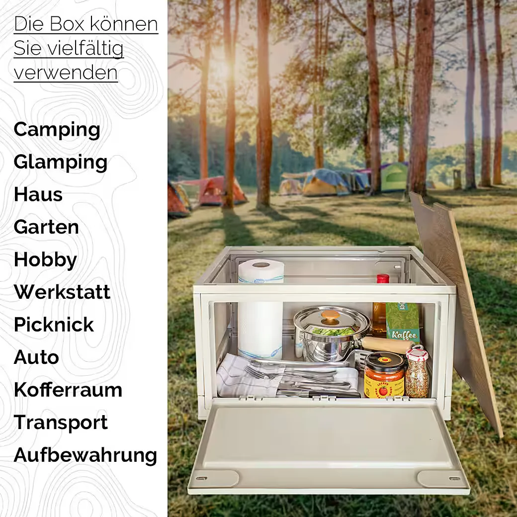 Faltbox Storage Box 45 L Klappbox faltbar 50x35x29 cm Beige Camping