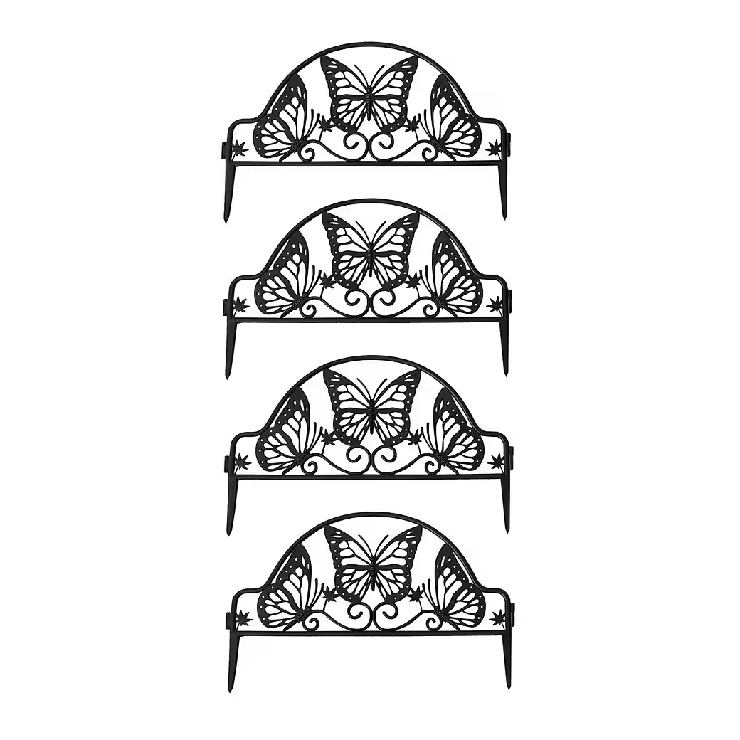 HTI-LIVING Beeteinfassung Set 12 Zaunelemente 6 m Solarbeleuchtung