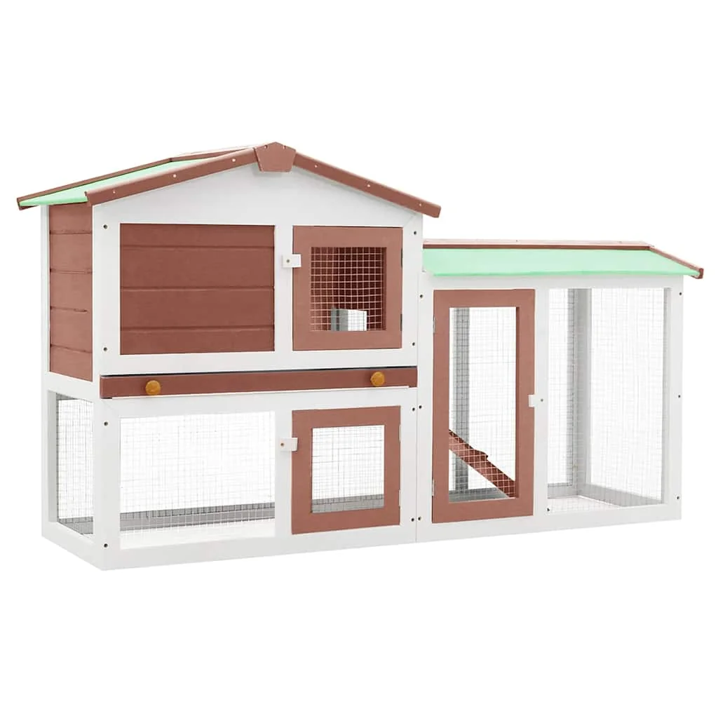vidaXL Großer Kaninchenstall Braun und Weiß 145x45x84 cm Holz Garten