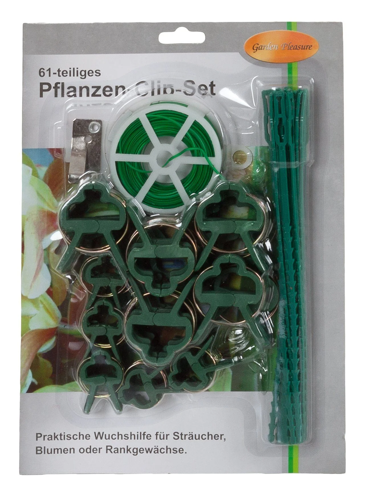JARDINION Pflanzenclip Set 61 teilig Pflanzstäbe Pflanzenhalter