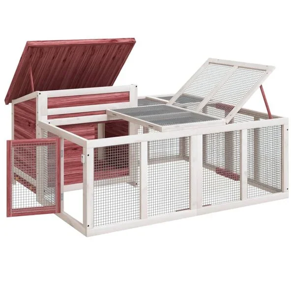 vidaXL Kaninchenstall Mokka 144x123x67 cm Massivholz Kiefer Outdoor